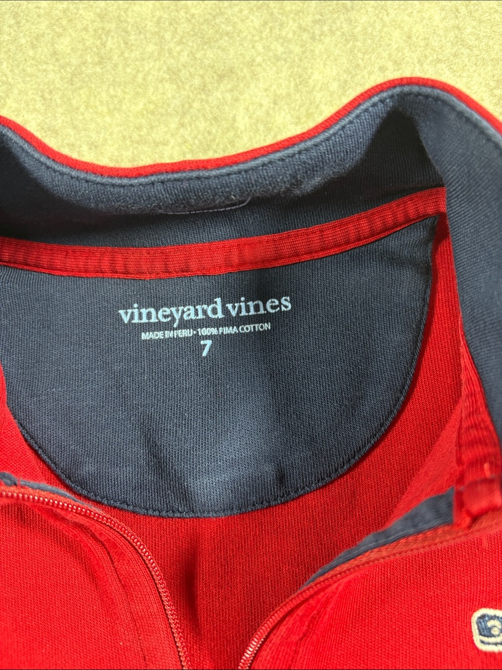 Vineyard Vines Boys Saltwater Quarter Zip Pullover Red Size 7 EUC - Picture 2 of 5